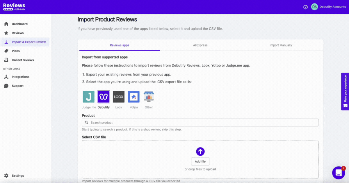 Import and Export Review setting